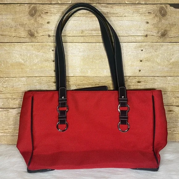 The Sak Red Black Fabric Tote Shoulder Bag Purse - Picture 2 of 14